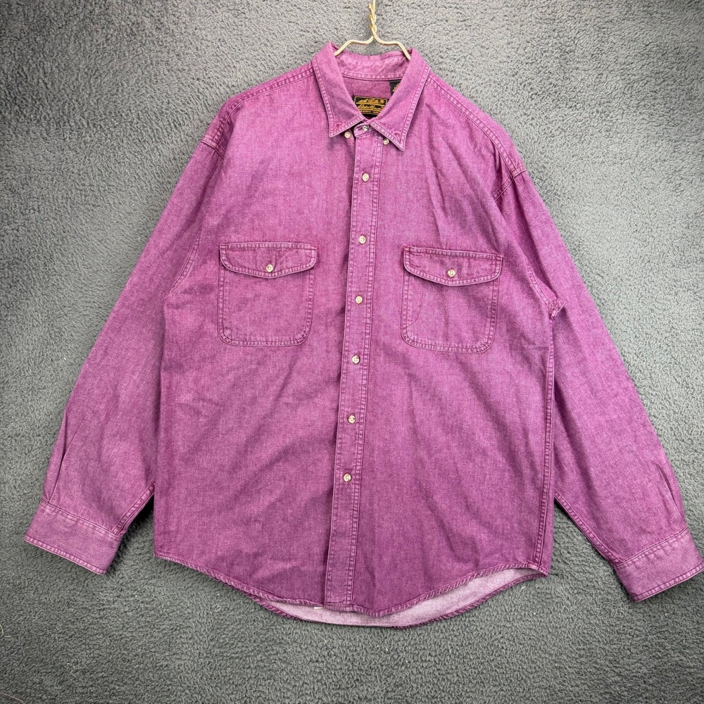 Eddie Bauer Mens Large Purple Cotton Long Sleeve Button Down Work Shirt 12513